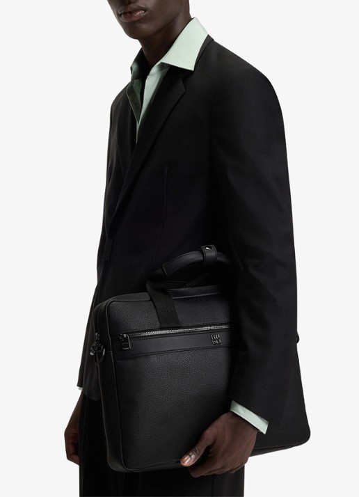 HUGO Quantic laptoptas met afneembare schouderriem - voorkant 3 zwart