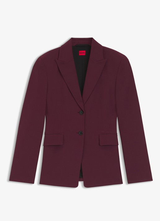 HUGO Regular-fit blazer van stretchmateriaal - voorkant aubergine