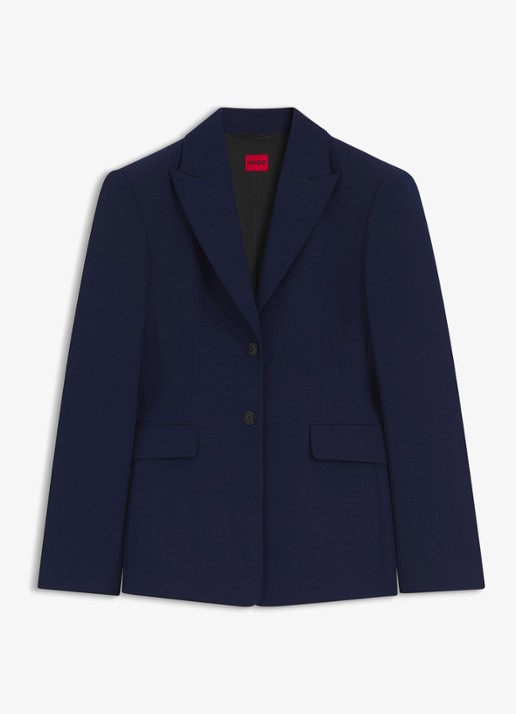 HUGO Regular-fit blazer van stretchmateriaal - voorkant donkerblauw