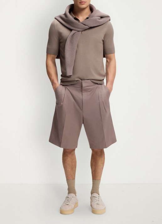 HUGO Regular fit fijngebreide polo - voorkant 2 lichtbruin