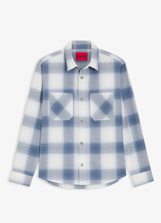 HUGO Regular fit overhemd met ruitdessin - voorkant 4 donkerblauw