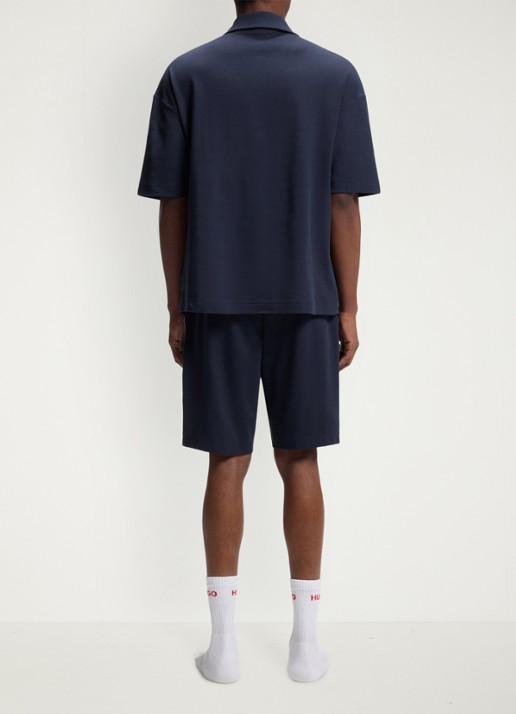 HUGO Regular fit polo met halve rits - achterkant donkerblauw
