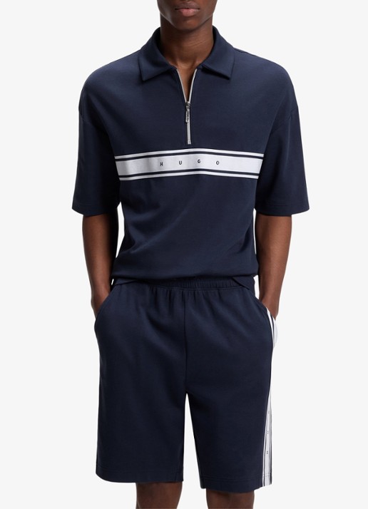 HUGO Regular fit polo met halve rits