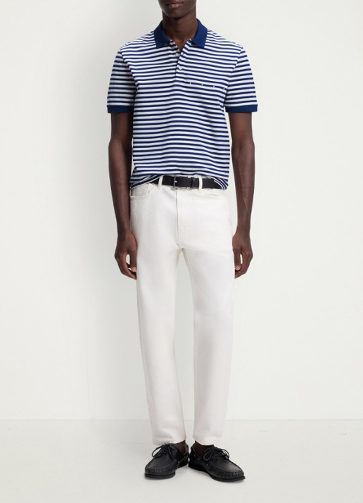 HUGO Regular fit polo met streepprint - voorkant 4 wit