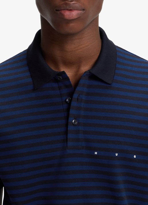 HUGO Regular fit polo met streepprint - detail 5 donkerblauw