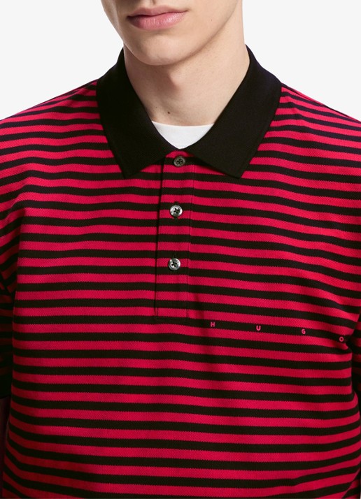 HUGO Regular fit polo met streepprint - detail 5 rood