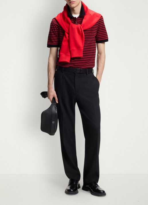 HUGO Regular fit polo met streepprint - voorkant 2 rood