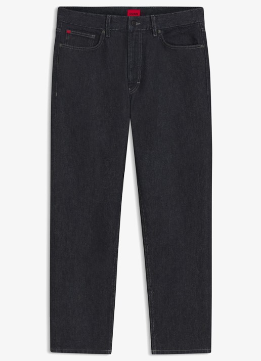 HUGO Relaxed fit jeans met steekzakken - voorkant donkerblauw