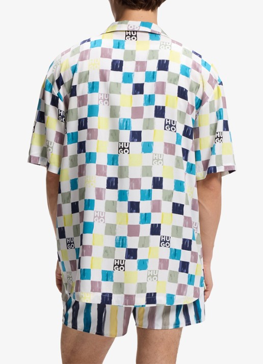 HUGO Relaxed fit overshirt met grafische print - achterkant multicolor
