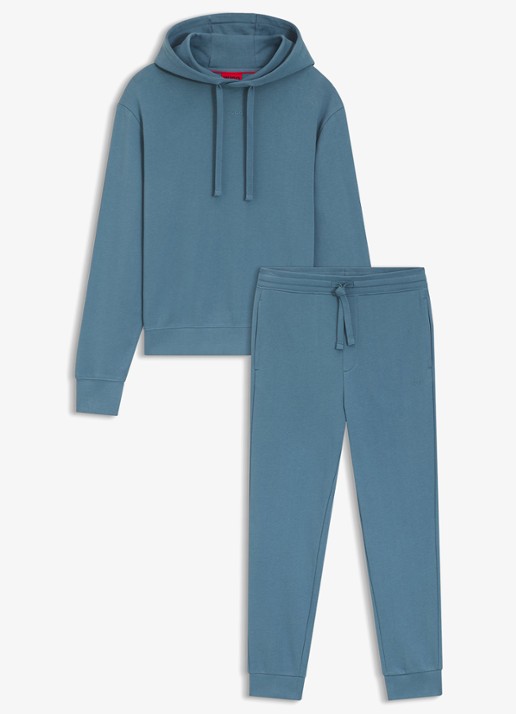 HUGO Relaxed-fit trainingspak met logoprints - voorkant lichtblauw