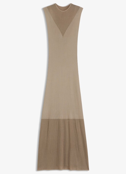 HUGO Ribgebreide maxi jurk met opstaande kraag - voorkant 4 light/pastel brown-232 / bruin