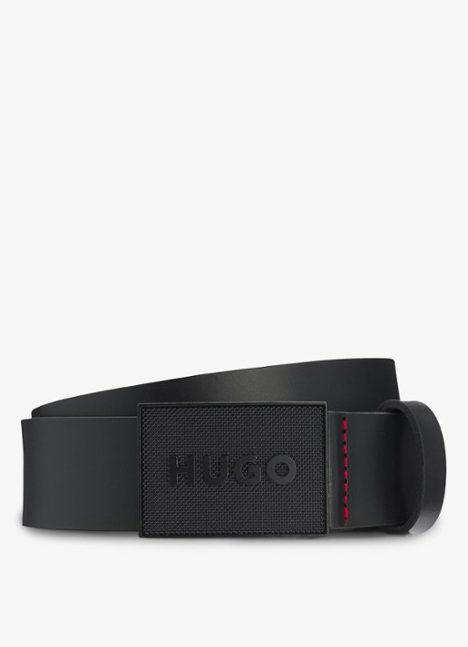 HUGO Riem van leer met logo