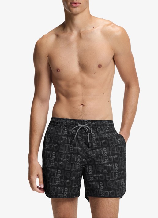HUGO Rik zwemshorts met logoprint - voorkant 2 grijs