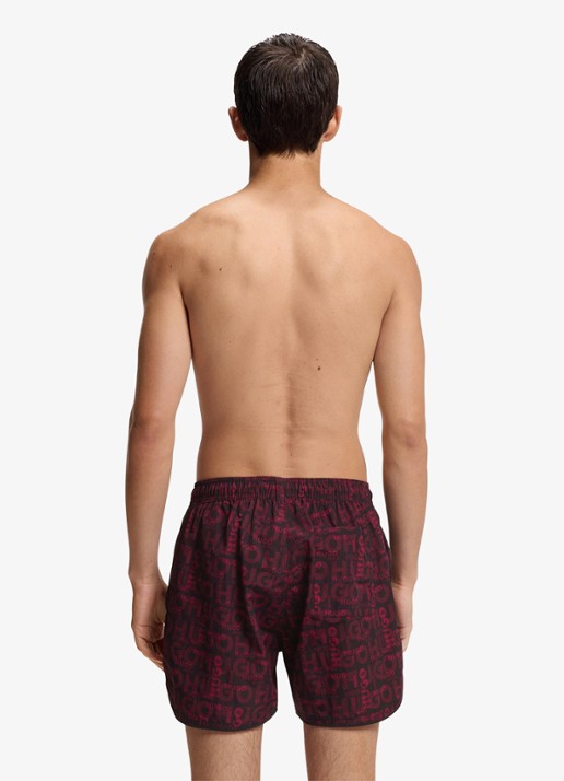 HUGO Rik zwemshorts met logoprint - achterkant 2 donkerrood
