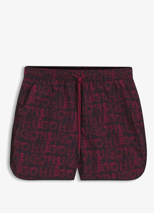 HUGO Rik zwemshorts met logoprint - voorkant donkerrood