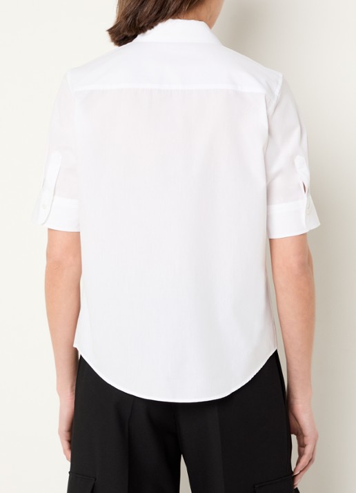 HUGO Sarepla blouse met logoborduring - achterkant 2 white-100 / wit