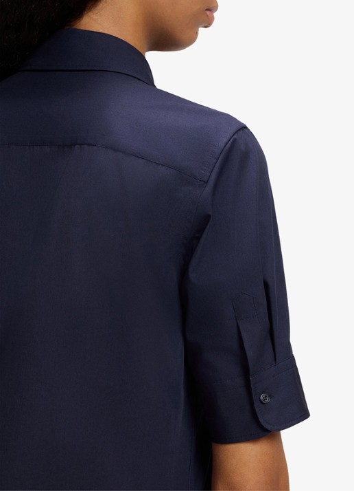 HUGO Sarepla blouse met logoborduring - detail 6 navy-418 / blauw