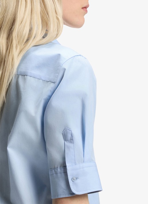 HUGO Sarepla blouse met logoborduring - detail 3 open blue-476 / blauw