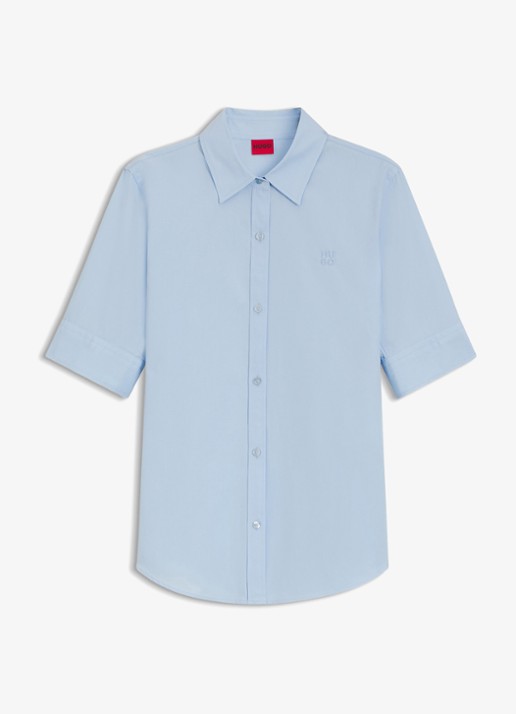 HUGO Sarepla blouse met logoborduring - voorkant 4 open blue-476 / blauw