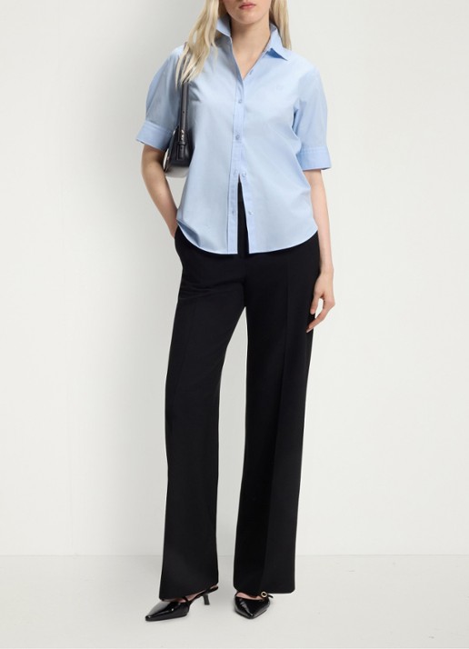 HUGO Sarepla blouse met logoborduring - voorkant 5 open blue-476 / blauw