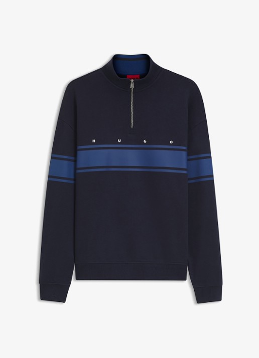 HUGO Schipperstrui met logo - voorkant 4 donkerblauw