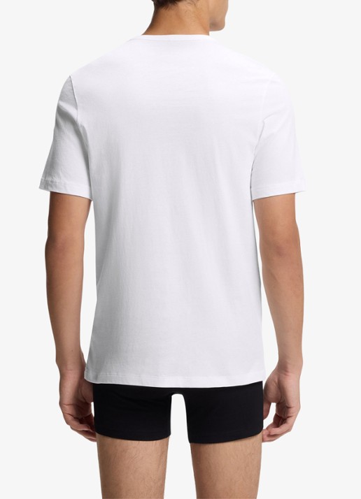 HUGO Set van drie katoenen T-shirts in meerdere kleuren met logoprint - achterkant blauwgrijs
