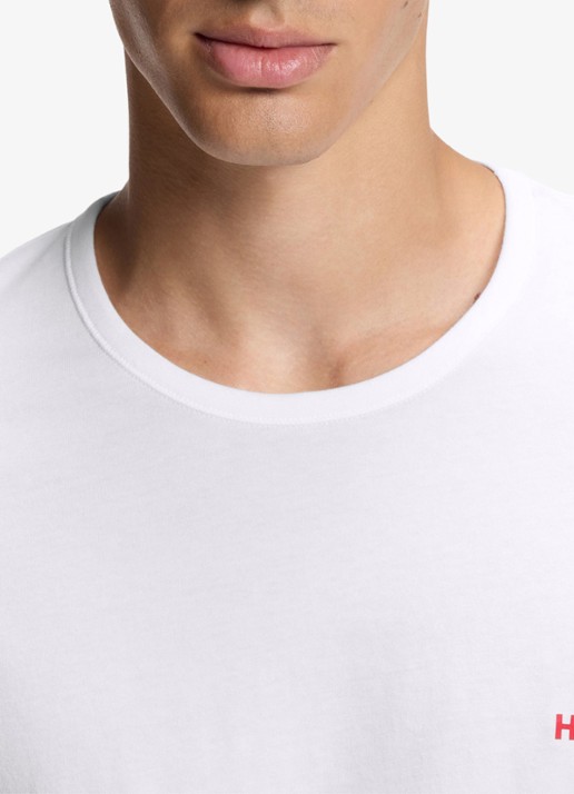 HUGO Set van drie katoenen T-shirts in meerdere kleuren met logoprint - detail 5 blauwgrijs