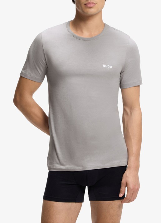 HUGO Set van drie katoenen T-shirts in meerdere kleuren met logoprint - detail 3 staalblauw