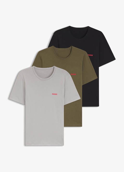 HUGO Set van drie katoenen T-shirts in meerdere kleuren met logoprint