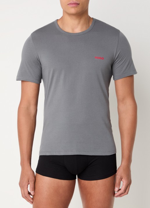 HUGO Set van drie katoenen T-shirts in meerdere kleuren met logoprint - detail 2 open miscellaneous-983 / wit