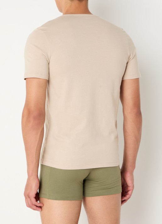 HUGO Set van drie katoenen T-shirts in meerdere kleuren met logoprint - achterkant 4 open miscellaneous-964 / beige
