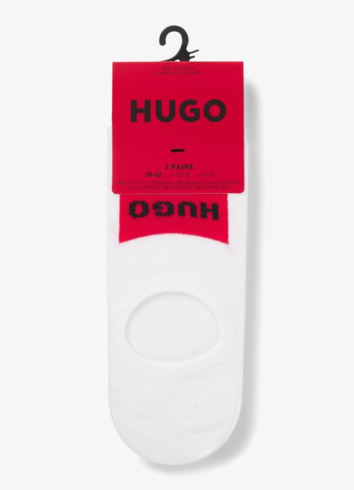 HUGO Set van drie paar onzichtbare sokken met rode logolabels - detail 2 wit