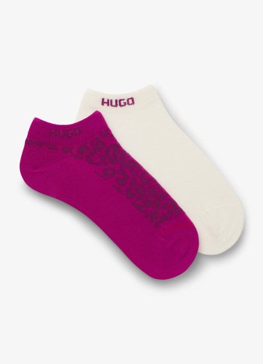 HUGO Set van twee paar enkelsokken van een katoenmix - voorkant 2 dark pink-653 / roze