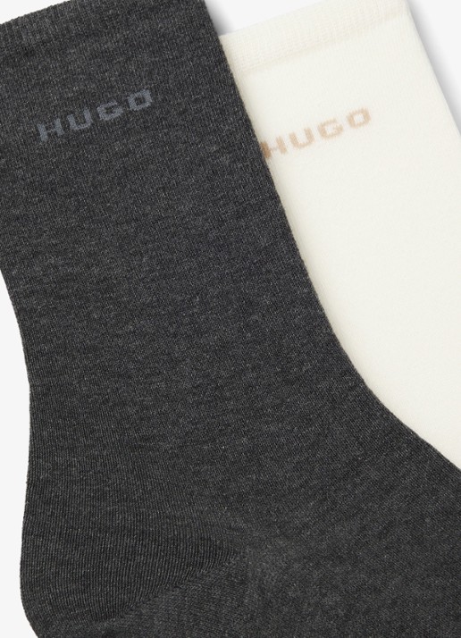 HUGO Set van twee paar logosokken in standaardlengte van een katoenmix - detail 3 middengrijs