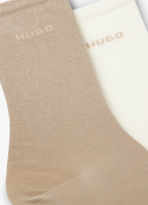 HUGO Set van twee paar logosokken in standaardlengte van een katoenmix - detail 3 light /pastel brown-232 / bruin