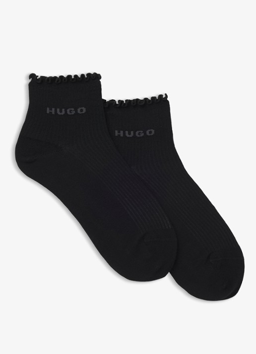 HUGO Set van twee paar ribgebreide korte sokken met geribbelde boorden