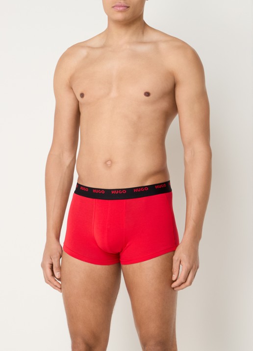 HUGO Set van vijf korte boxershorts met logotailleband van stretchkatoen - voorkant 4 zwart