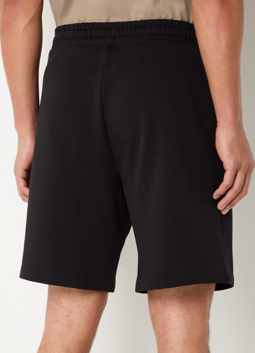 HUGO Short van katoenen sweatstof met logoprint - achterkant 4 black-001 / zwart