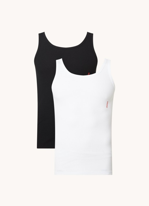 HUGO Singlet van katoen met logo in 2-pack - voorkant multicolor