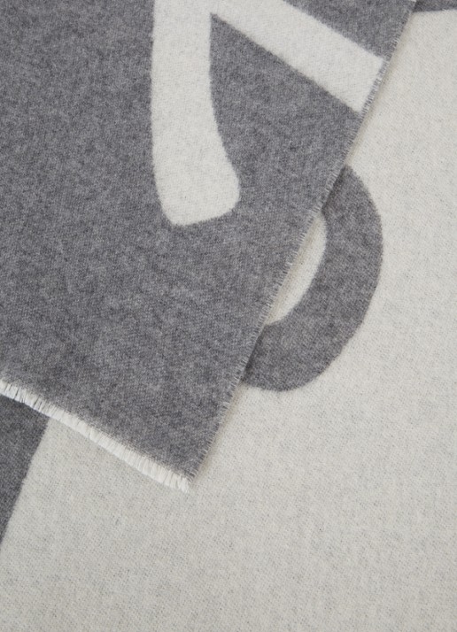 HUGO Sjaal in wolblend met logo 180 x 40 cm - detail 2 grijs