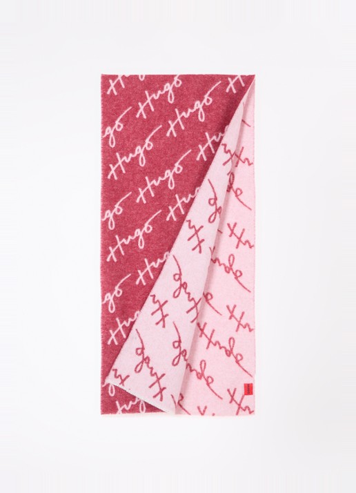 HUGO Sjaal in wolblend met logo 180 x 40 cm - detail 2 rood