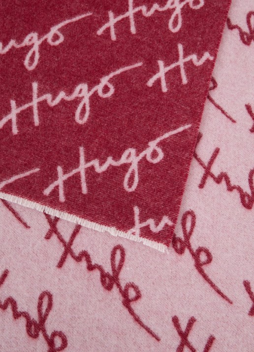 HUGO Sjaal in wolblend met logo 180 x 40 cm - detail 3 rood