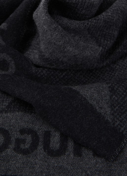 HUGO Sjaal met print 180 x 45 cm - detail 2 zwart