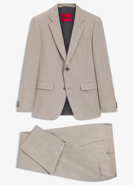 HUGO Slim fit 2-delig pak in katoenblend - voorkant 2 light/pastel brown-237 / bruin