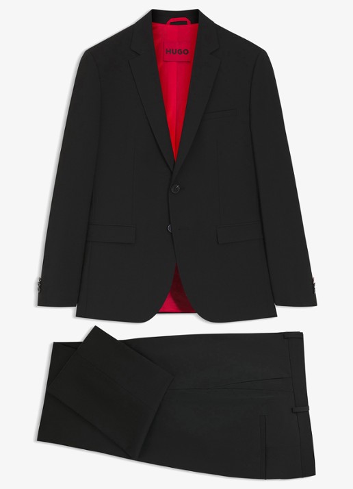 HUGO Slim-fit 2-delig pak in wolblend - voorkant zwart