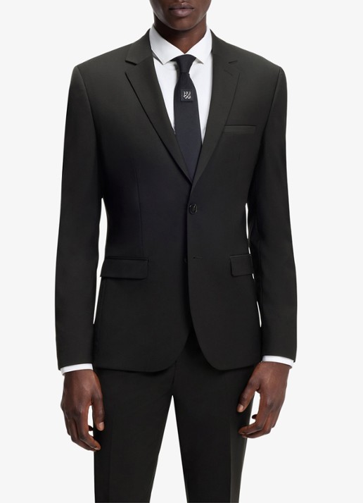 HUGO Slim-fit 2-delig pak in wolblend - voorkant 2 zwart
