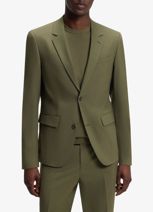 HUGO Slim fit 2-delig pak in wolblend - detail 3 open green-388 / groen