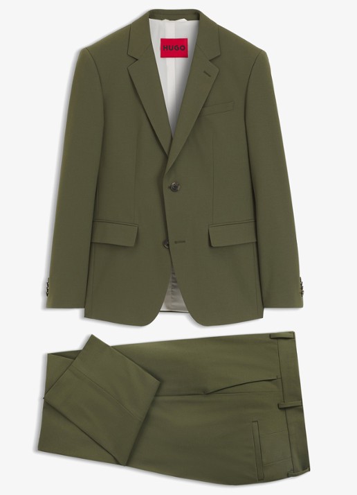 HUGO Slim fit 2-delig pak in wolblend - voorkant 2 open green-388 / groen
