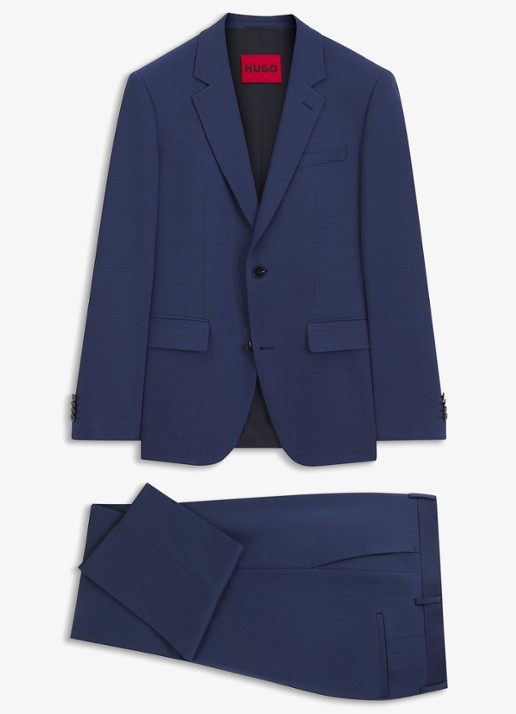 HUGO Slim fit 2-delig pak in wolblend - voorkant donkerblauw
