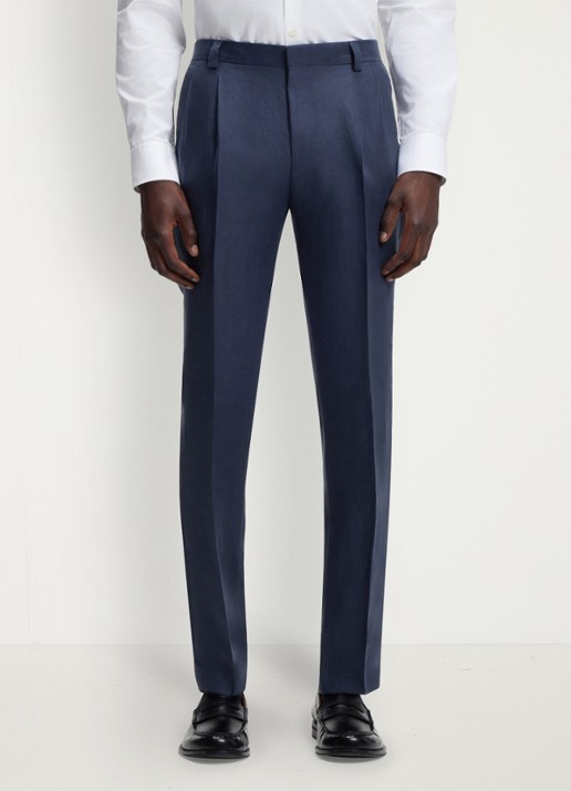 HUGO Slim fit 2-delig pak van linnen - detail 2 donkerblauw